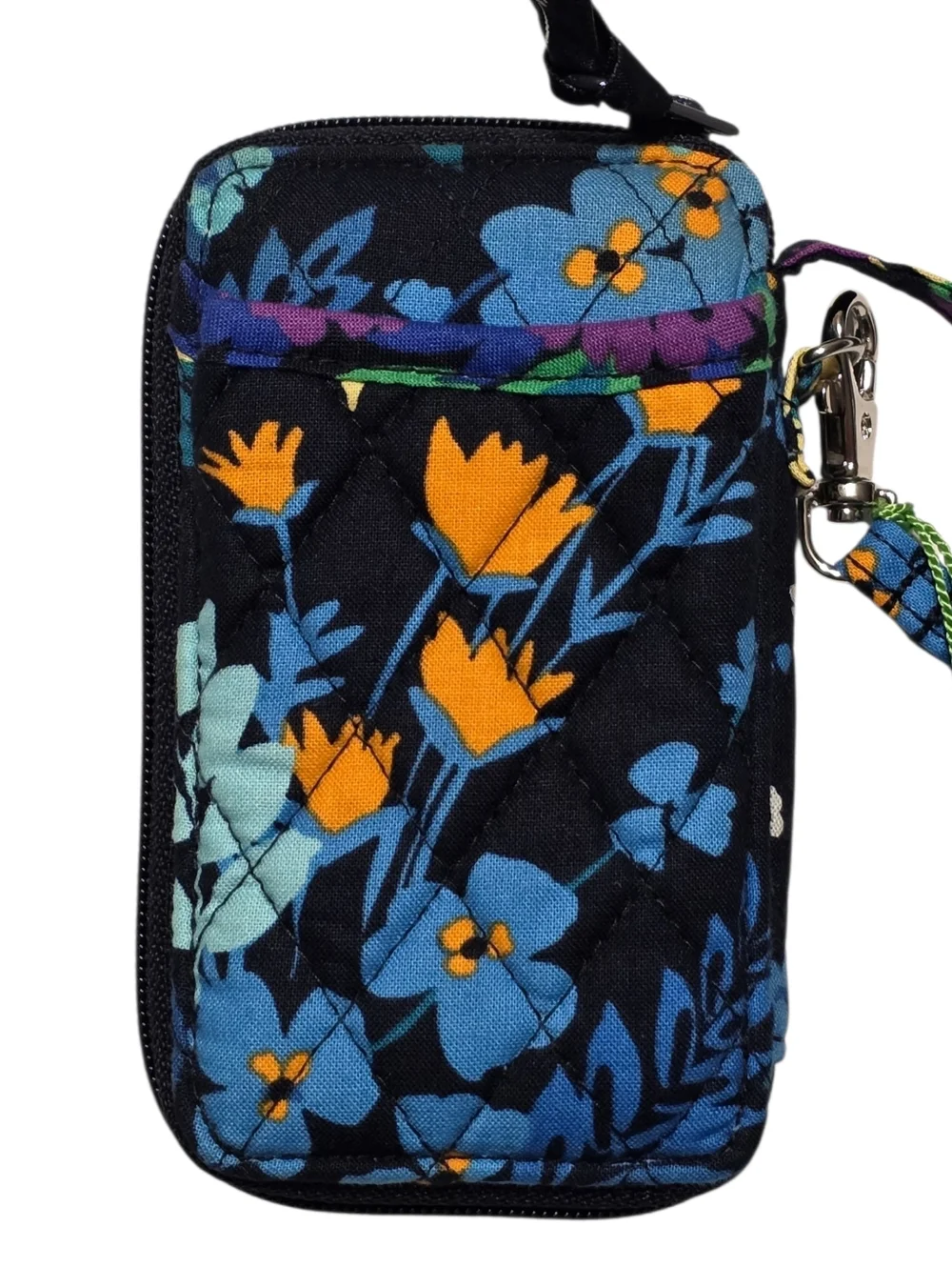 Vera Bradley Midnight Blues Pattern Iconic Zip ID Case Small Wallet Wristlet - Picture 2 of 7